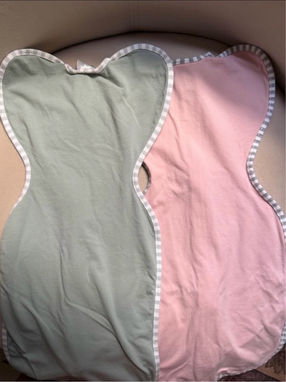 NB Love To Dream Swaddle Sleep Sack - Pink and Sage - Picture 2 of 5